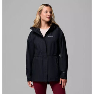 Columbia Women's Medium Black Hikebound II Rain Parka Jacket Hooded HR4-40